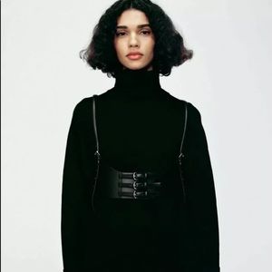 NWT ZARA FAUX LEATHER WIDE HARNESS BELT US Size 30